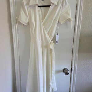 Vintage inspired midi white wrap dress from Unique Vintage NWT
